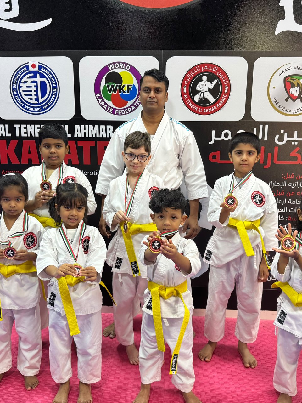 Students in training stance at Al Teneen Al Ahmar Karate