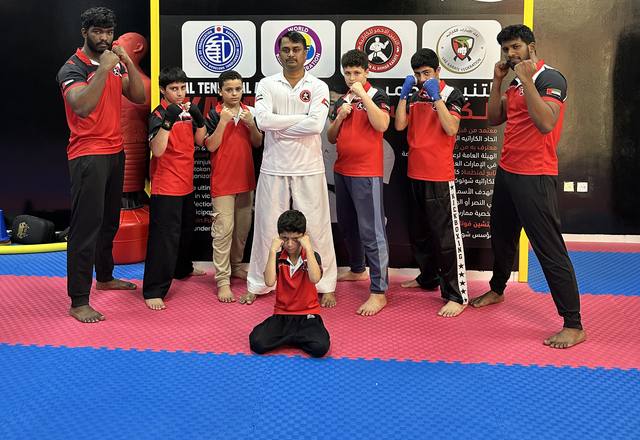 Muay Thai team with Coach Musthafa at Al Teneen Al Ahmar